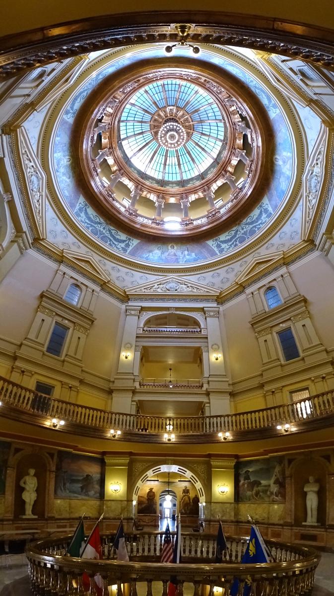 Vertical Panorama of Dome of Kansas State Capitol - Topeka - Kansas - USA 