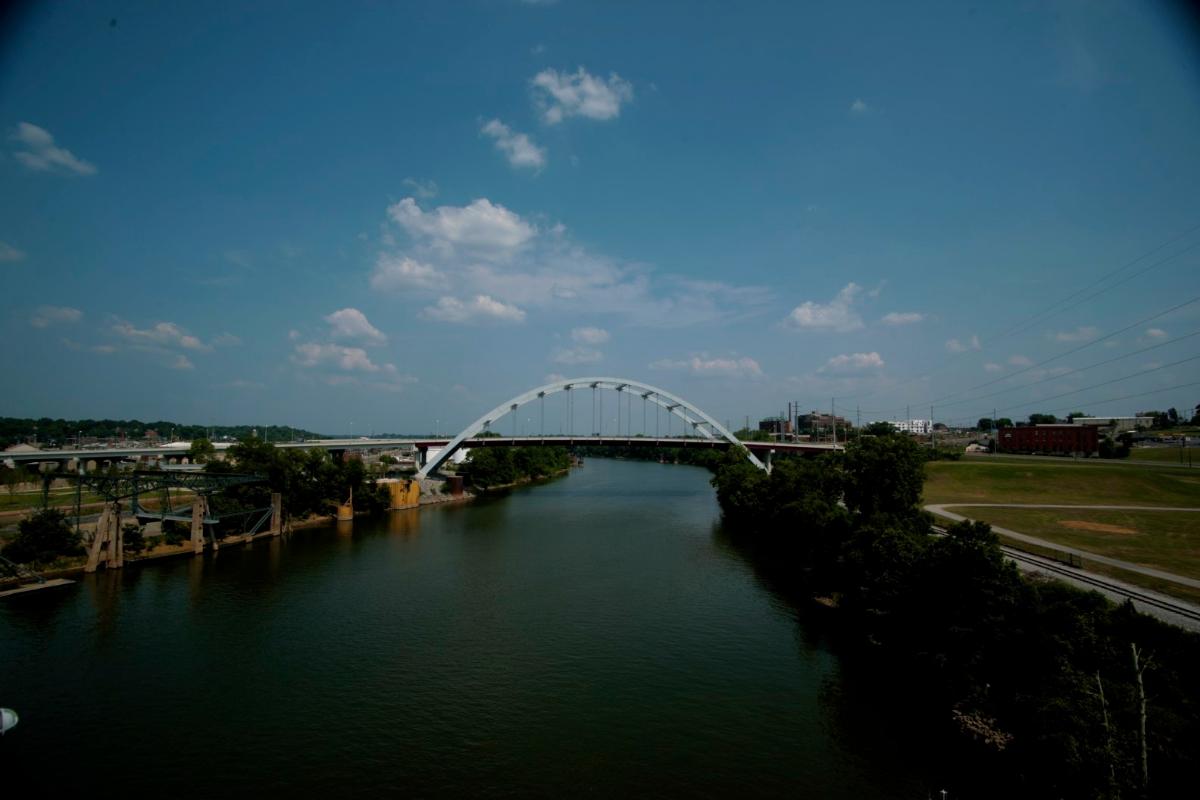 View of Gateway Bridge in Nashville over Cumberland River 