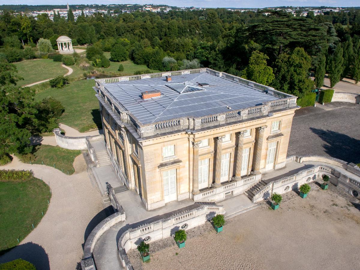 Aerial view of the Petit Trianon, Domain of Versailles, France 