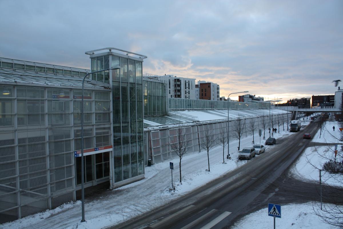 Vuosaari metro station in winter 
