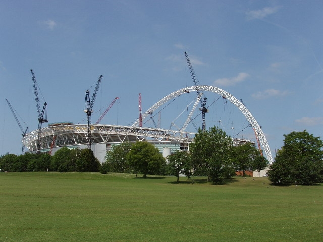 Wembley Stadium under construction View from Sherrans Farm Open Space
