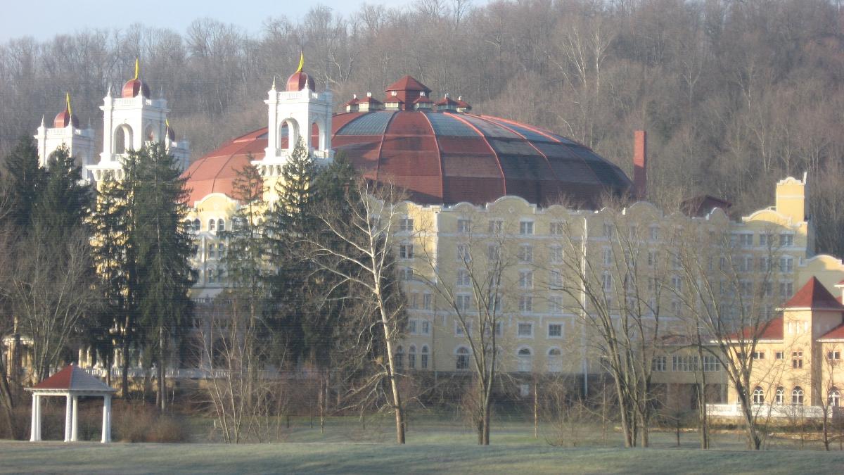 Dawn view of the dome at the West Baden Springs Hotel complex, located on the western edge of West Baden Springs, Indiana 