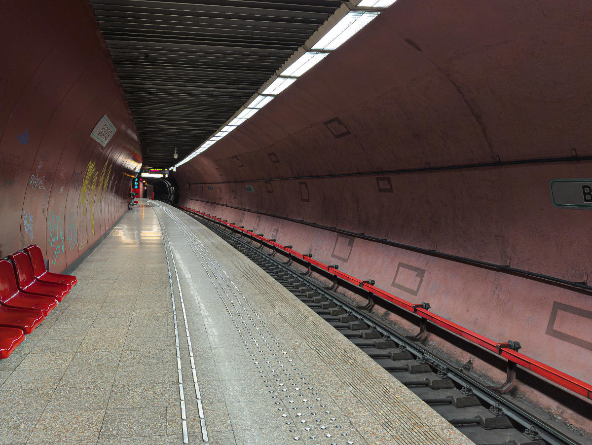 M4 line platform of Basarab metro station, Bucharest, Romania. 