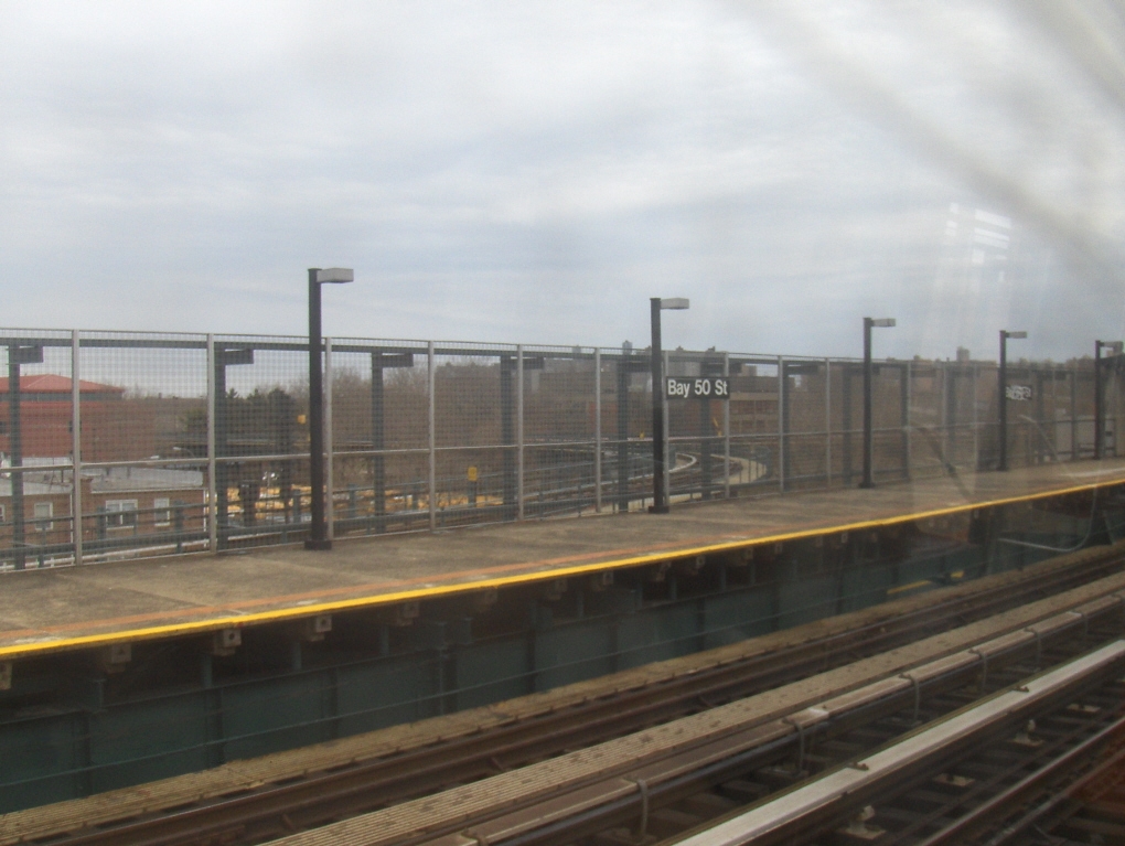 Bay 50th Street on the BMT West End Line. Lead track goes to Coney Island shop 
