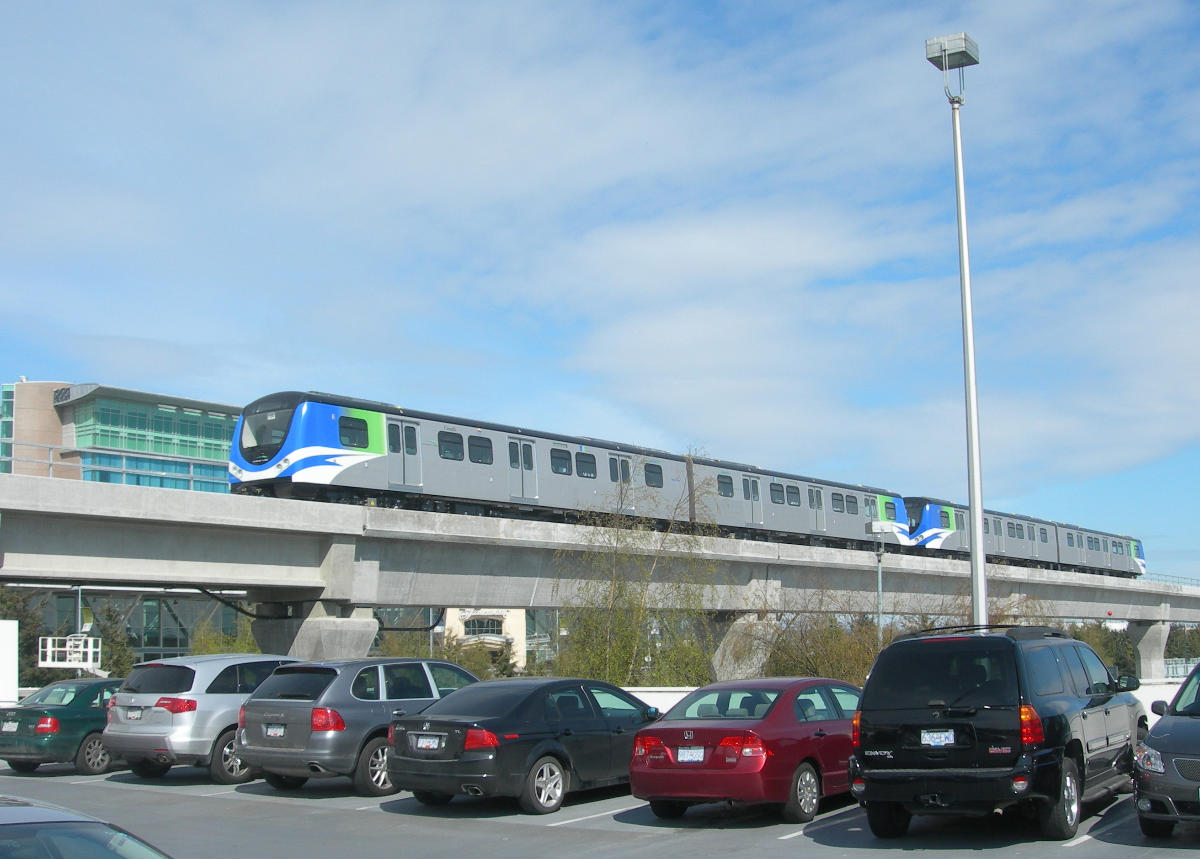 Canada Line Skytrain Cars at Vancouver Airport Station 