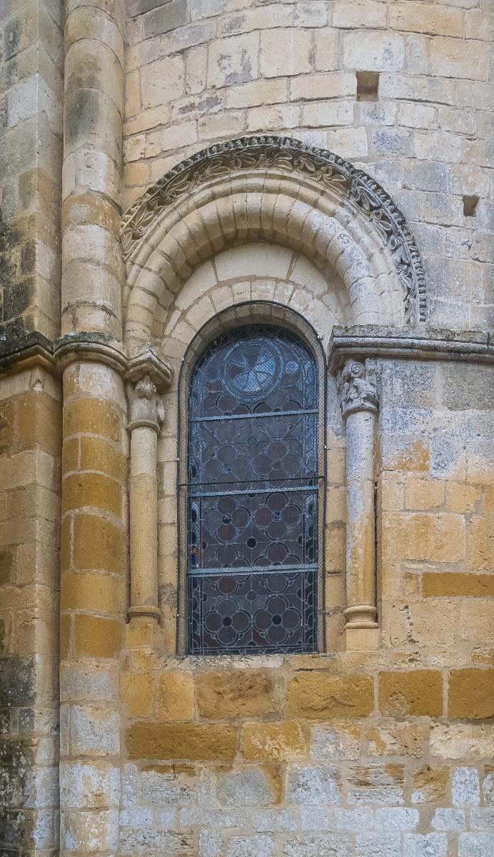 Window of the church of the Nativity of the Virgin Mary of Cénac, commune of Cénac-et-Saint-Julien, Dordogne, France 