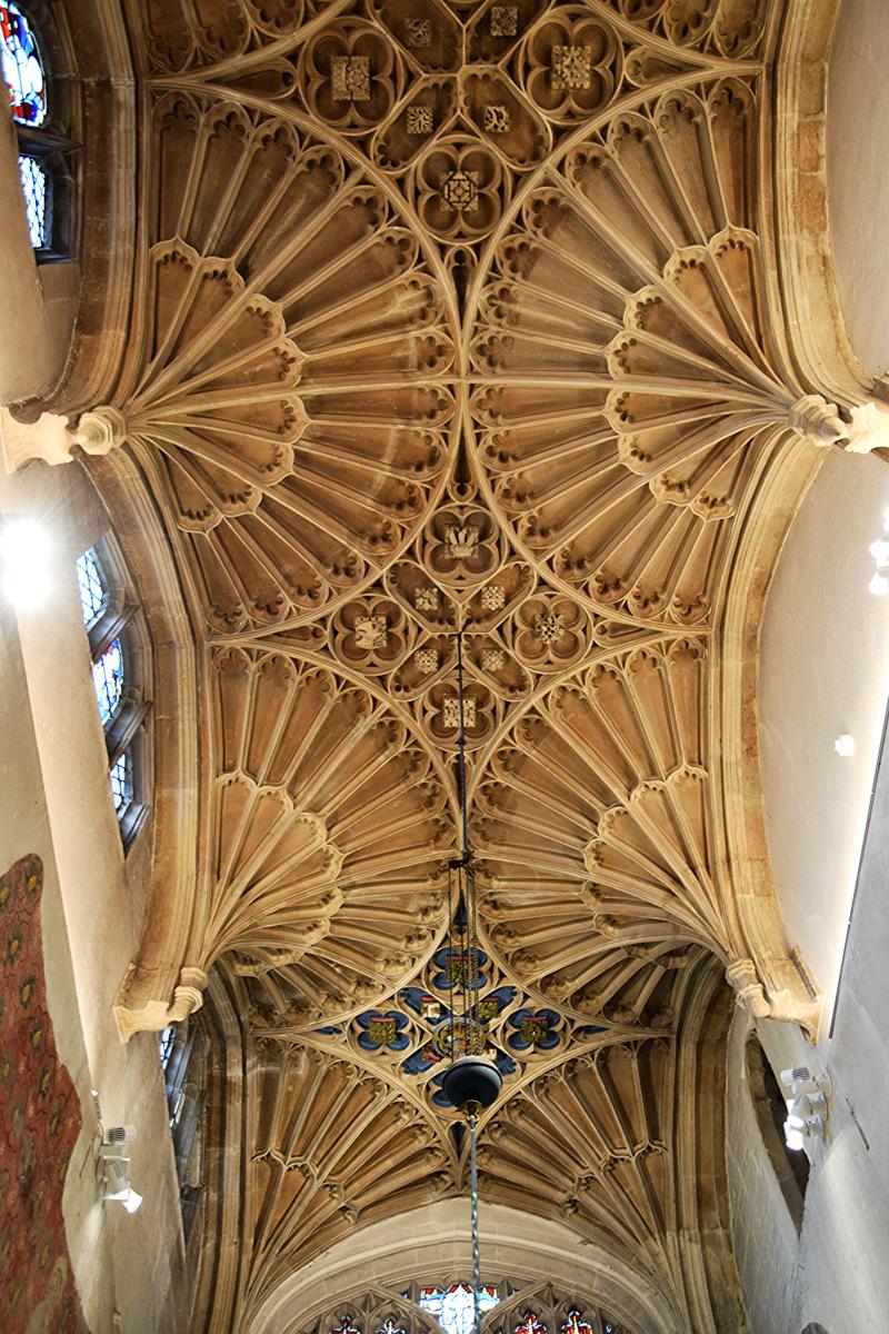 Cirencester Church (St. John the Baptist) Pictured is the superb early 16th Century (1508)Perpendicular fan vaulting of St. Nicholas's &amp; St. Katherine's Chapel with ist.