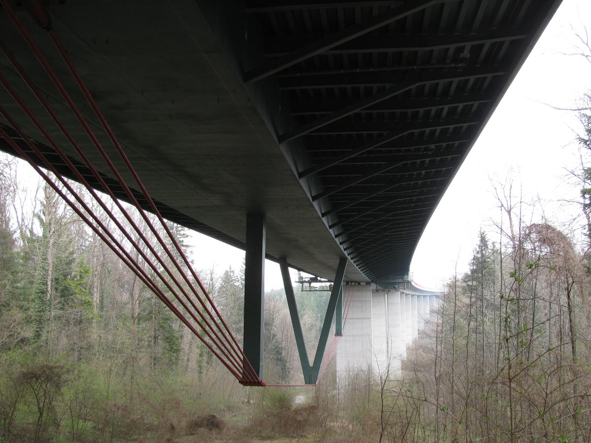 Tension cables to the underside of the viaduct “Obere Argen” near Wangen im Allgäu, Germany 