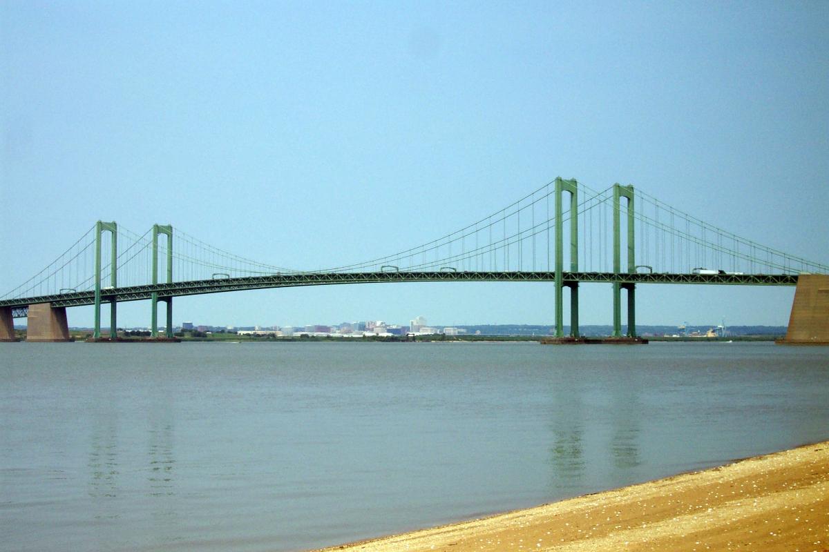 Delaware Memorial Bridge between New Jersey and Delaware 