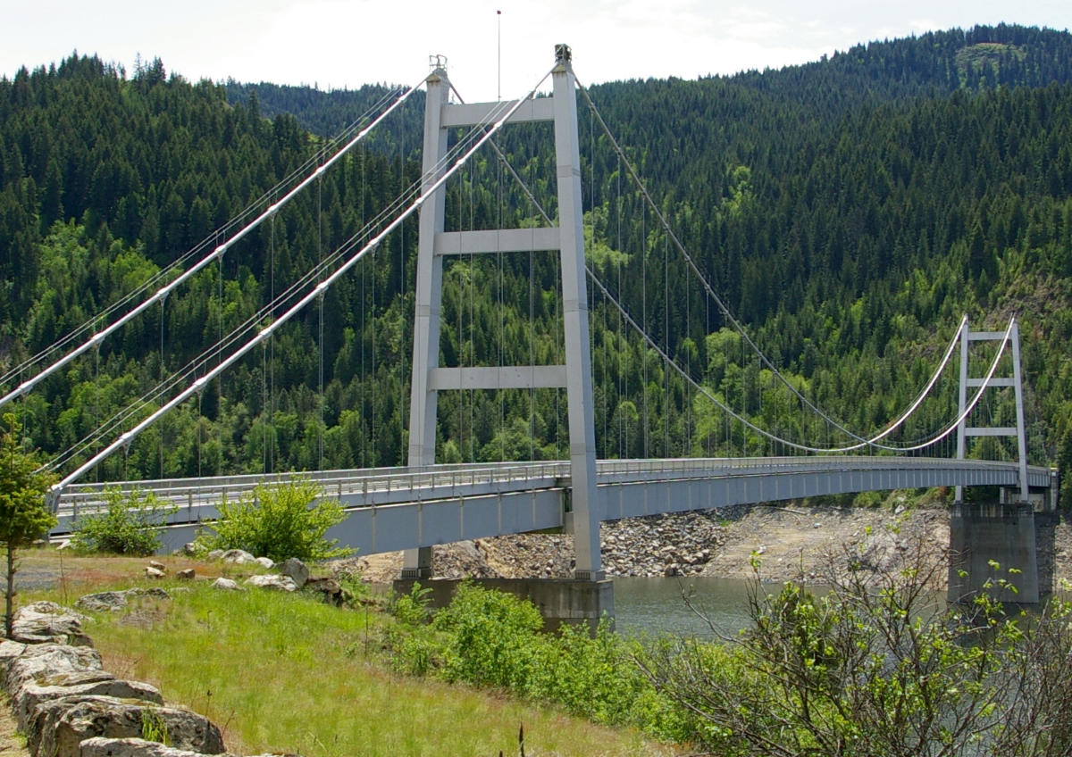 The Dent bridge is a suspension bridge located near Orofino, Idaho, United States 