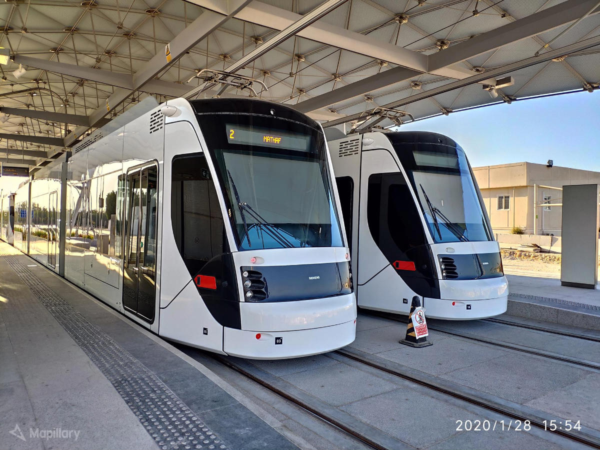 Doha Metro Green Line at Mathaf Museum in the Fereej Al Zaeem district of Al Rayyan, Qatar. 