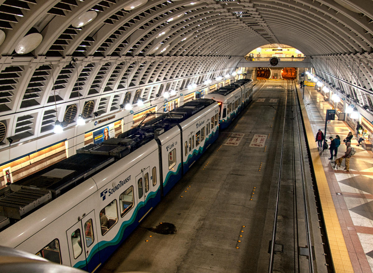 Downtown Seattle Transit Tunnel (DSTT), or the Metro Bus Tunnel, Seattle, Washington. 