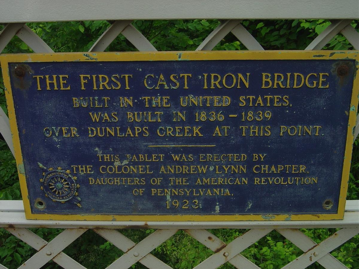 The first cast iron bridge in America, built over Dunlaps Creek in Brownsville, PA 