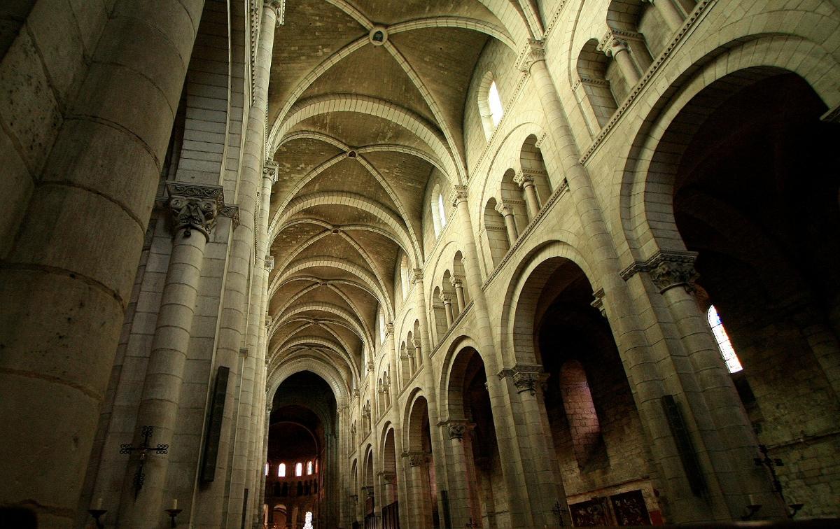 The interior of the church of Fontgombault Abbey. 