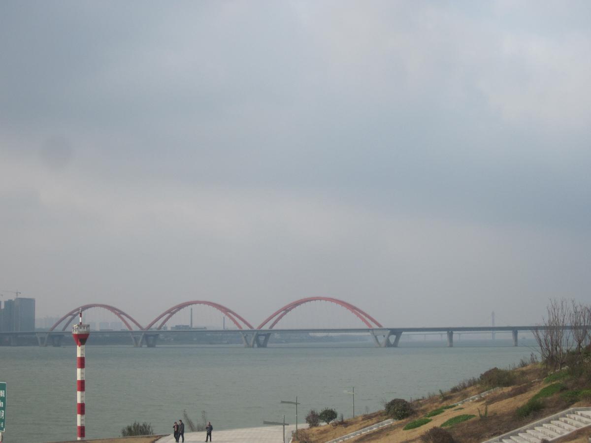 The Fuyuanlu Bridge is a X-type arch bridge across the Xiangjiang River between New Riverside City and New Kaifu City in Changsha, Hunan, China. 