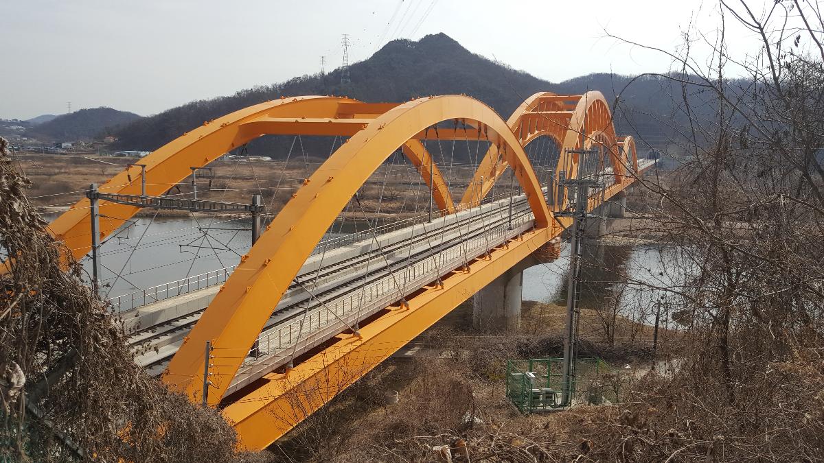 Honam HSR bridge crossing Geum river in Sejong 