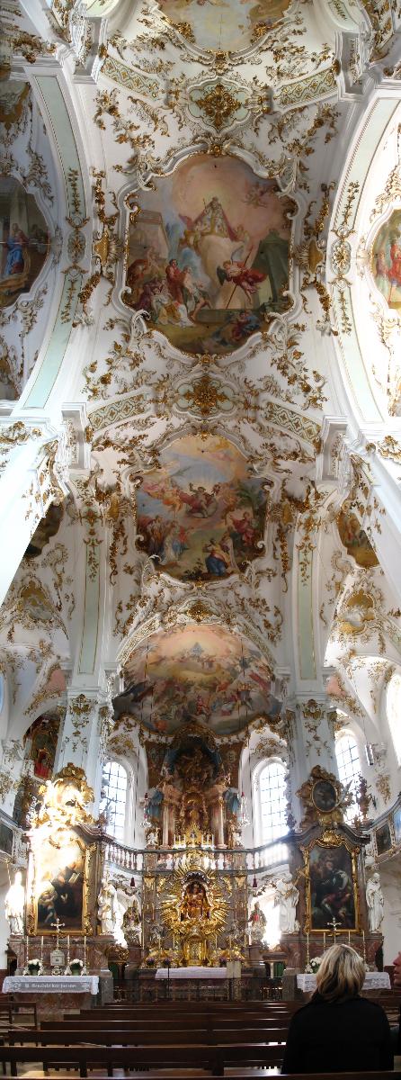 Kloster Andechs Panoramabild von Altar und Deckengemälden 