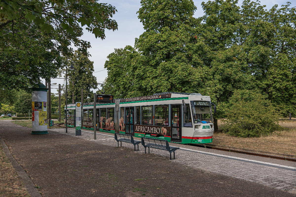 Tram loop and end stop Herrenkrug in Magdeburg, Saxony-Anhalt, Germany 