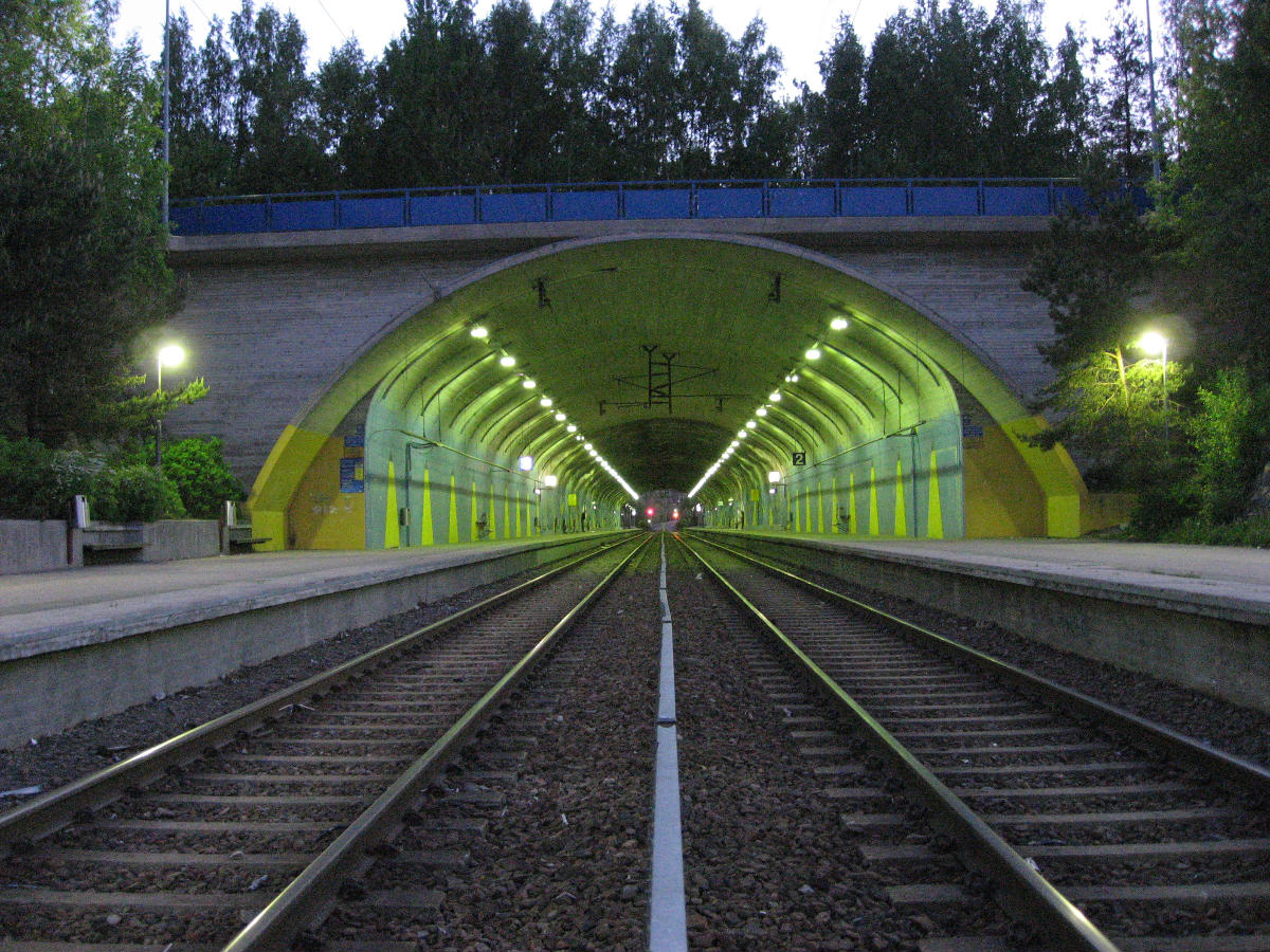 Malminkartano railway station in , Finland. 