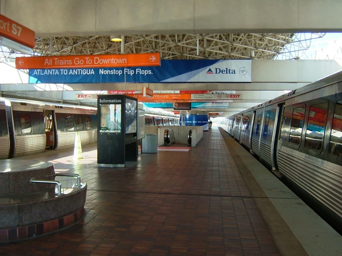 MARTA's Airport Station at the South Airport Terminal of Hartsfield–Jackson Atlanta International Airport, in Atlanta, Georgia, USA 