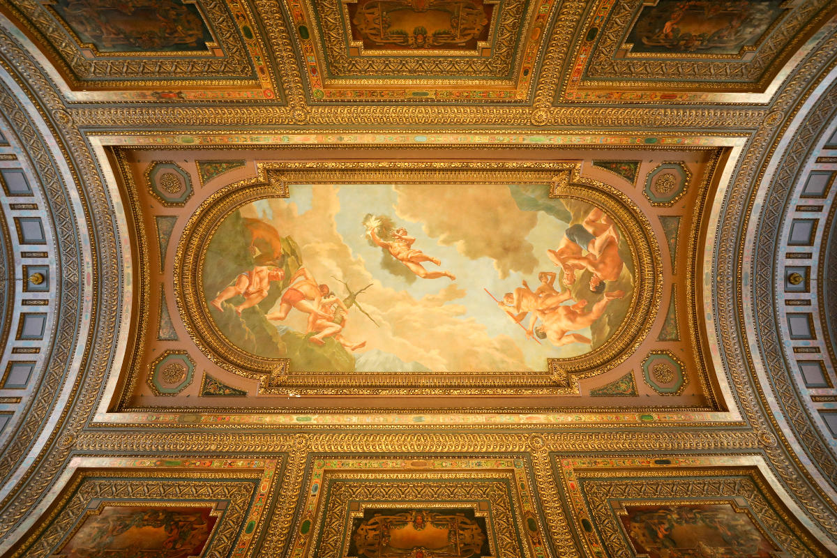 Media File No. 453417 Mural of Prometheus by Edward Laning painted on the ceiling of the McGraw Rotunda at the Main Branch of the New York Public Library, New York City, New York, USA