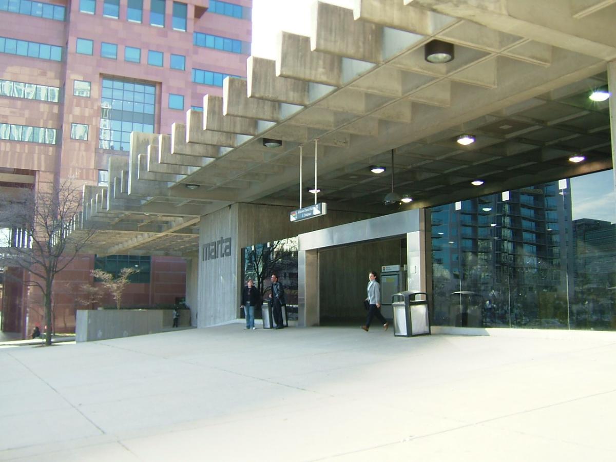 The Midtown (MARTA station) as seen from the rear entrance on Peachtree Place North The front entrance is on the opposite side of this view at 41 Tenth Street Northeast.