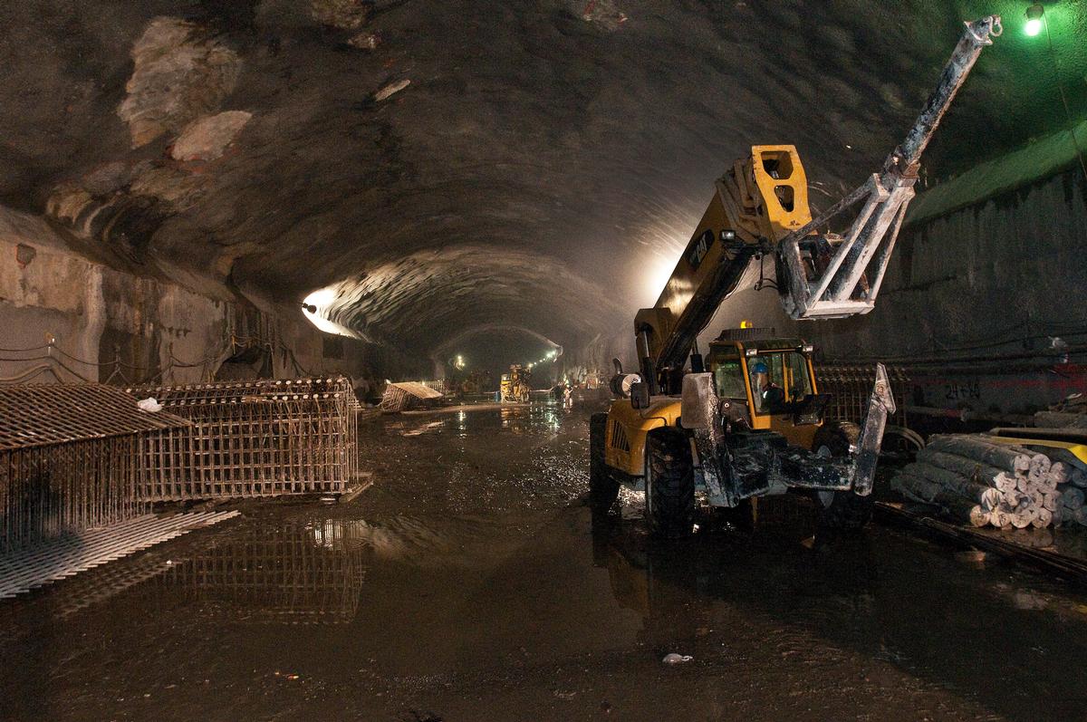 View of construction of the caverns that will house the new platforms at Grand Central Terminal, New York City 
