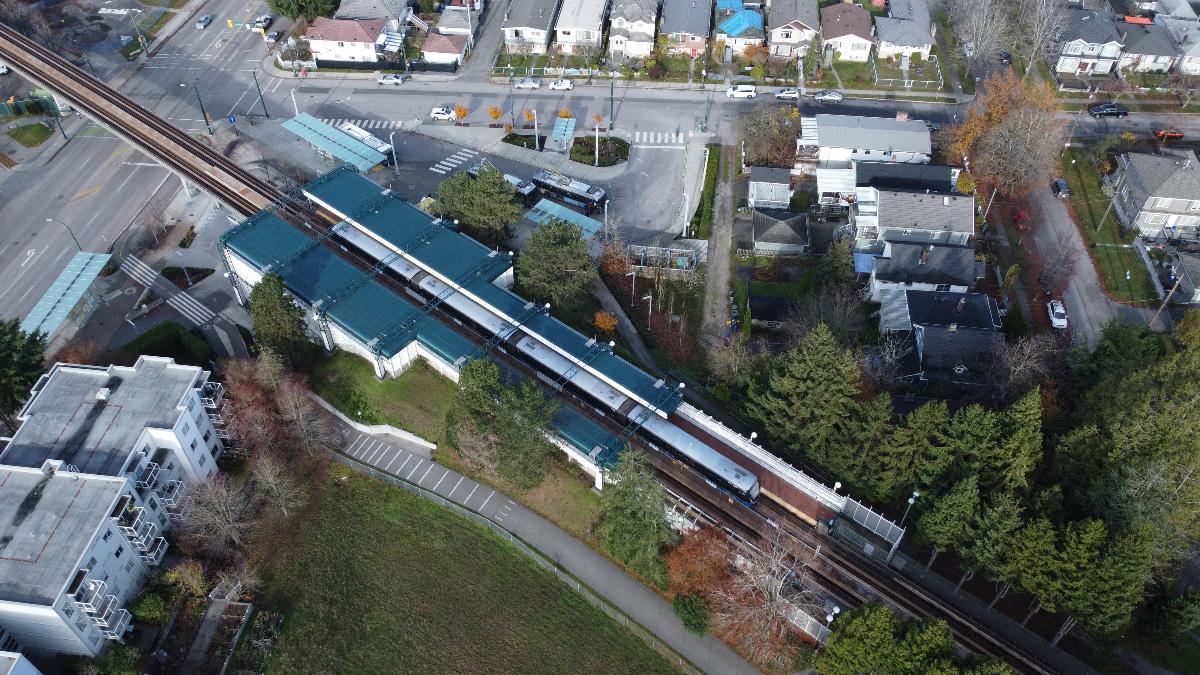 Aerial view of Nanaimo station in Vancouver, British Columbia, Canada 