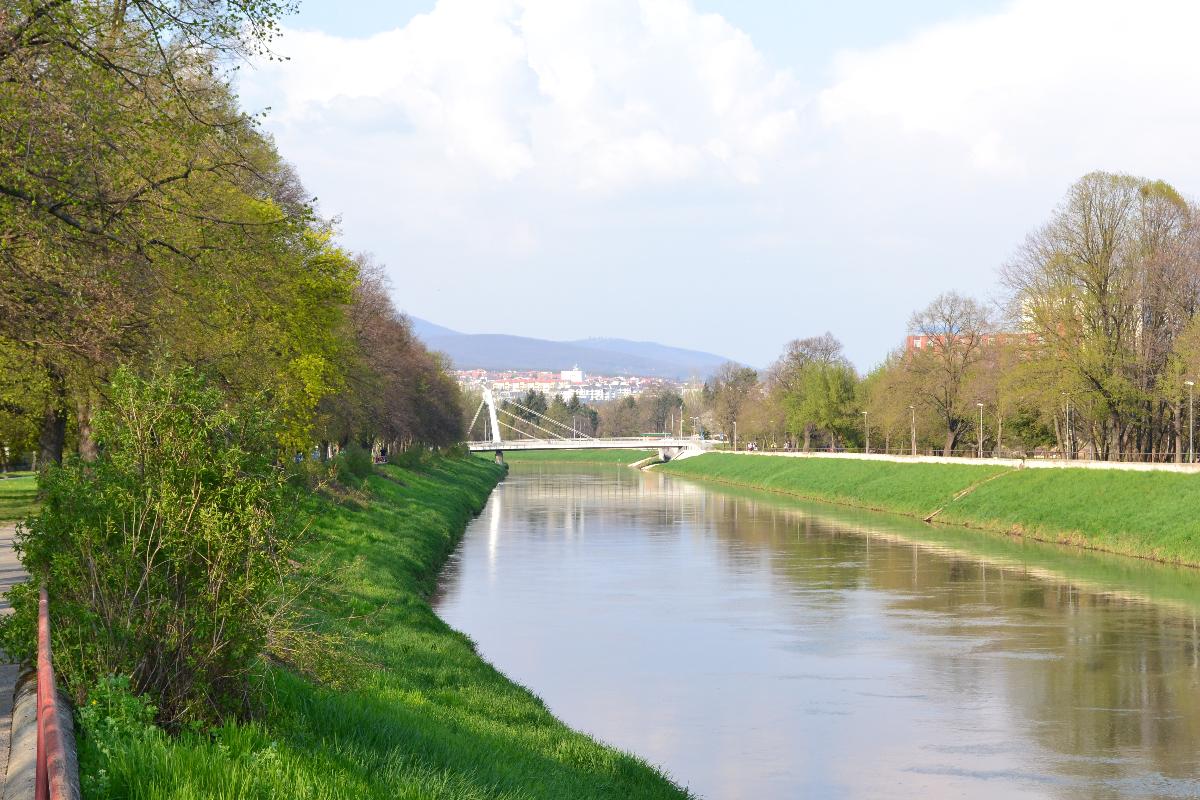Nitra River, with Nove Most in the distance 