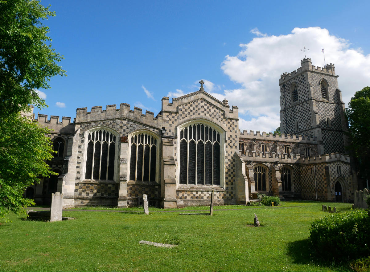 The northwest face of the Parish Church of Saint Mary in Luton 