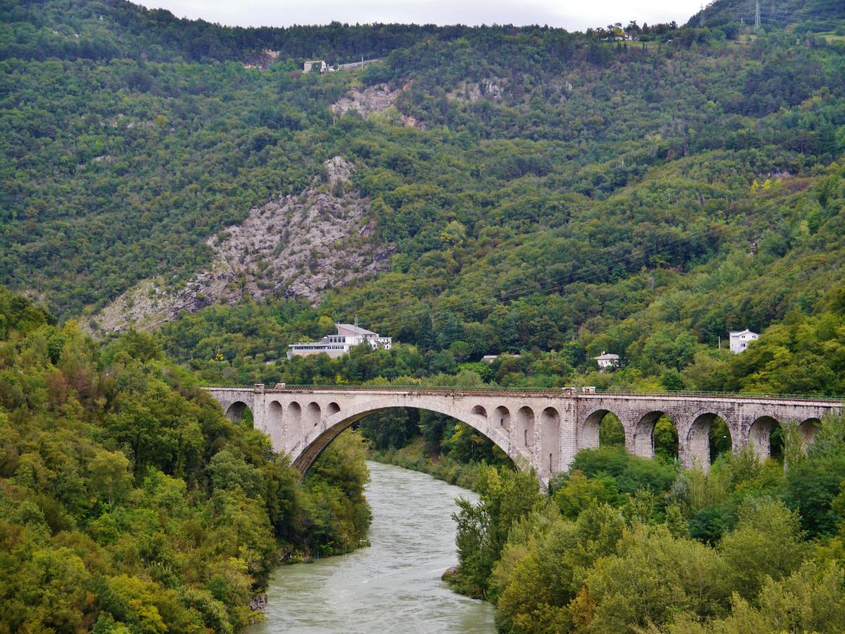 Solkan-Brücke über die Soča, Nova Gorica/Neu-Görz, Slowenien 