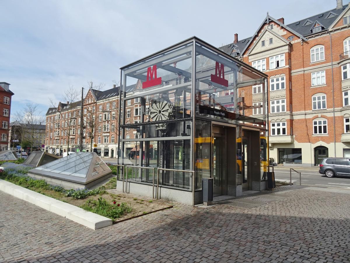 Elevators at Nuuks Plads Station of the metro line Cityringen in Nørrebro in Copenhagen. 
