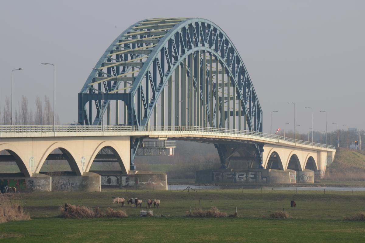 Old steel roadbridge over the IJssel at Zwolle 
