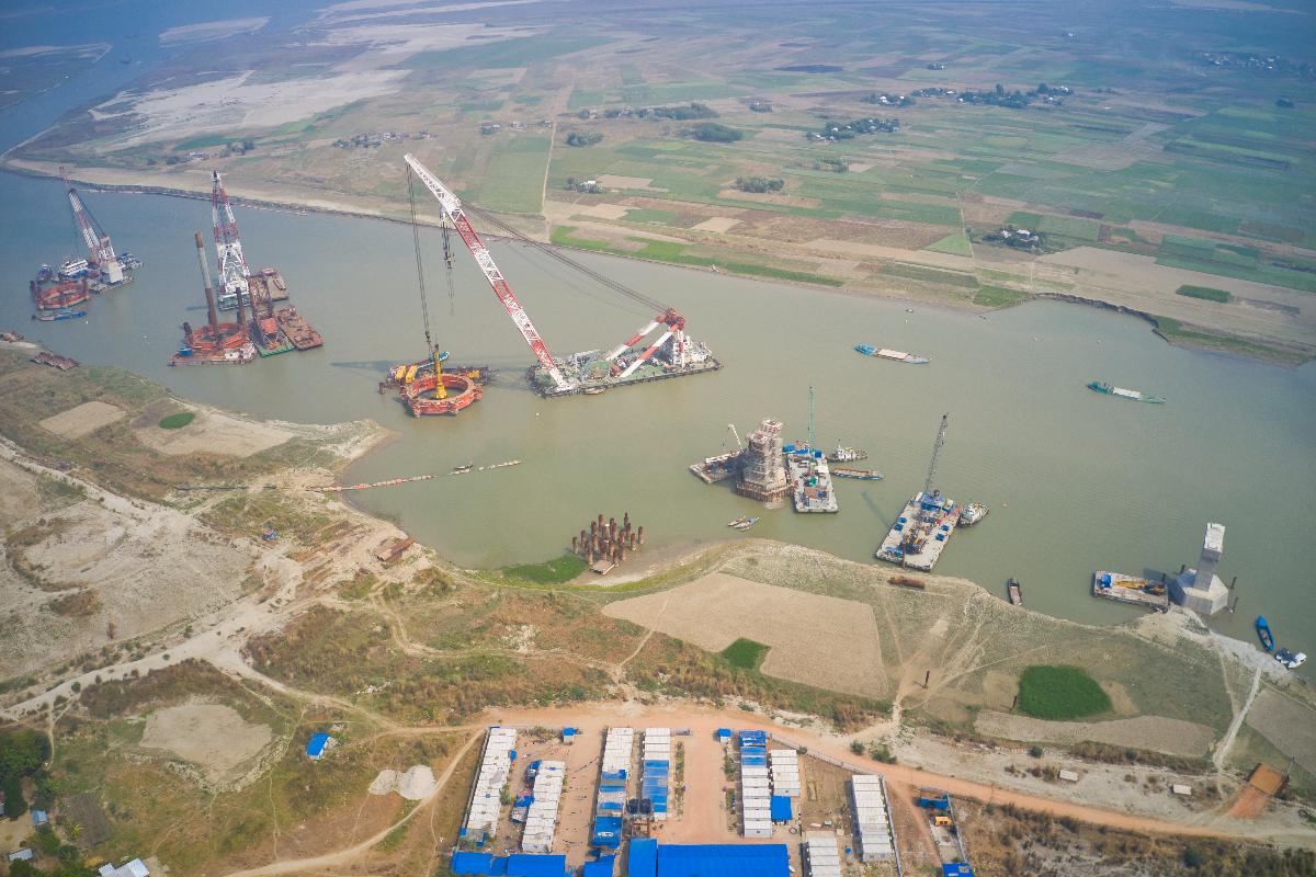 Padma Bridge, during construction period 