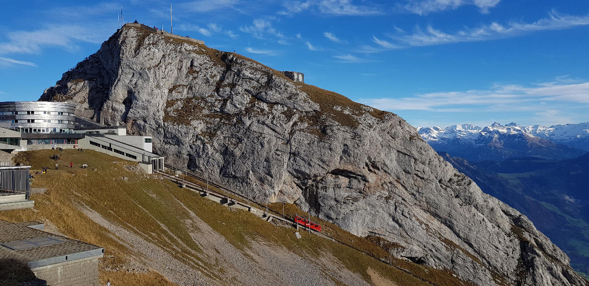 The steepest cogwheel railway in the world on the Pilatus 