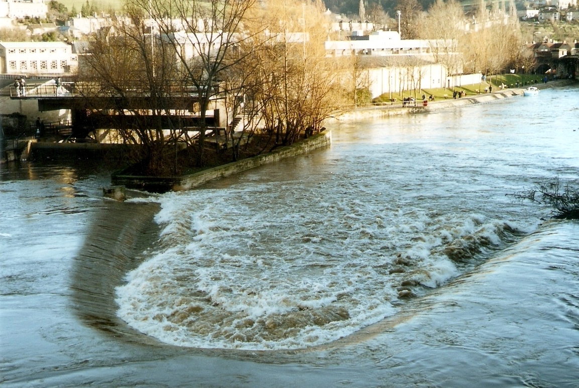 Weir below Pulteney Bridge, Bath, Somerset 