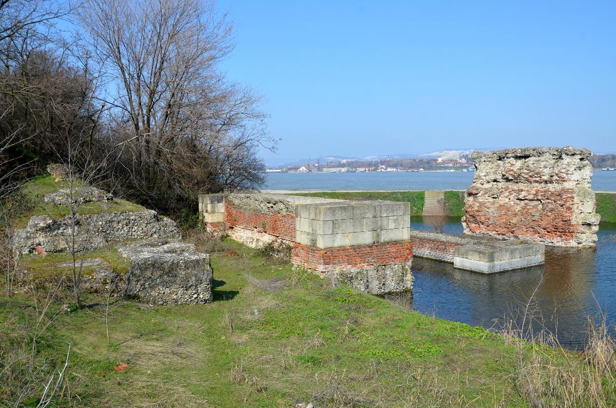 Remains of the Trajan's Bridge on the right bank of Danube, Serbia 