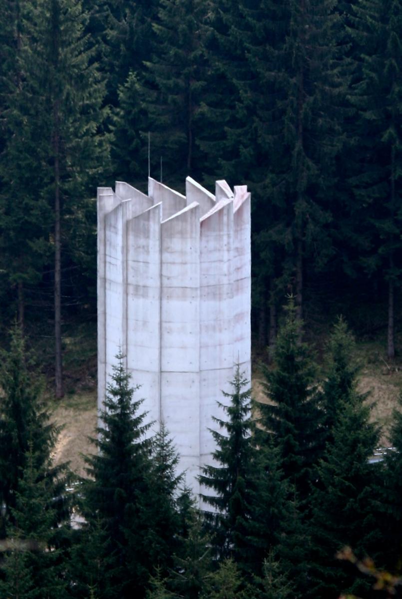 Ventilation tower of the Rennsteigtunnel (Autobahn 71) in Germany 