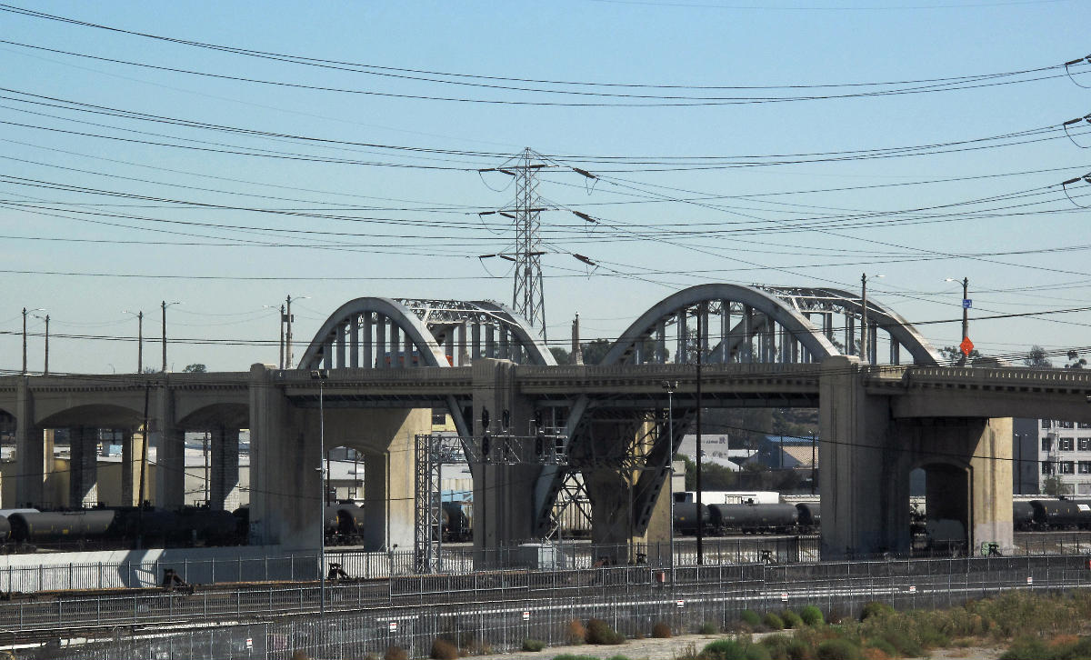 The historic Sixth Street Bridge over the Los Angeles River, downtown Los Angeles. 