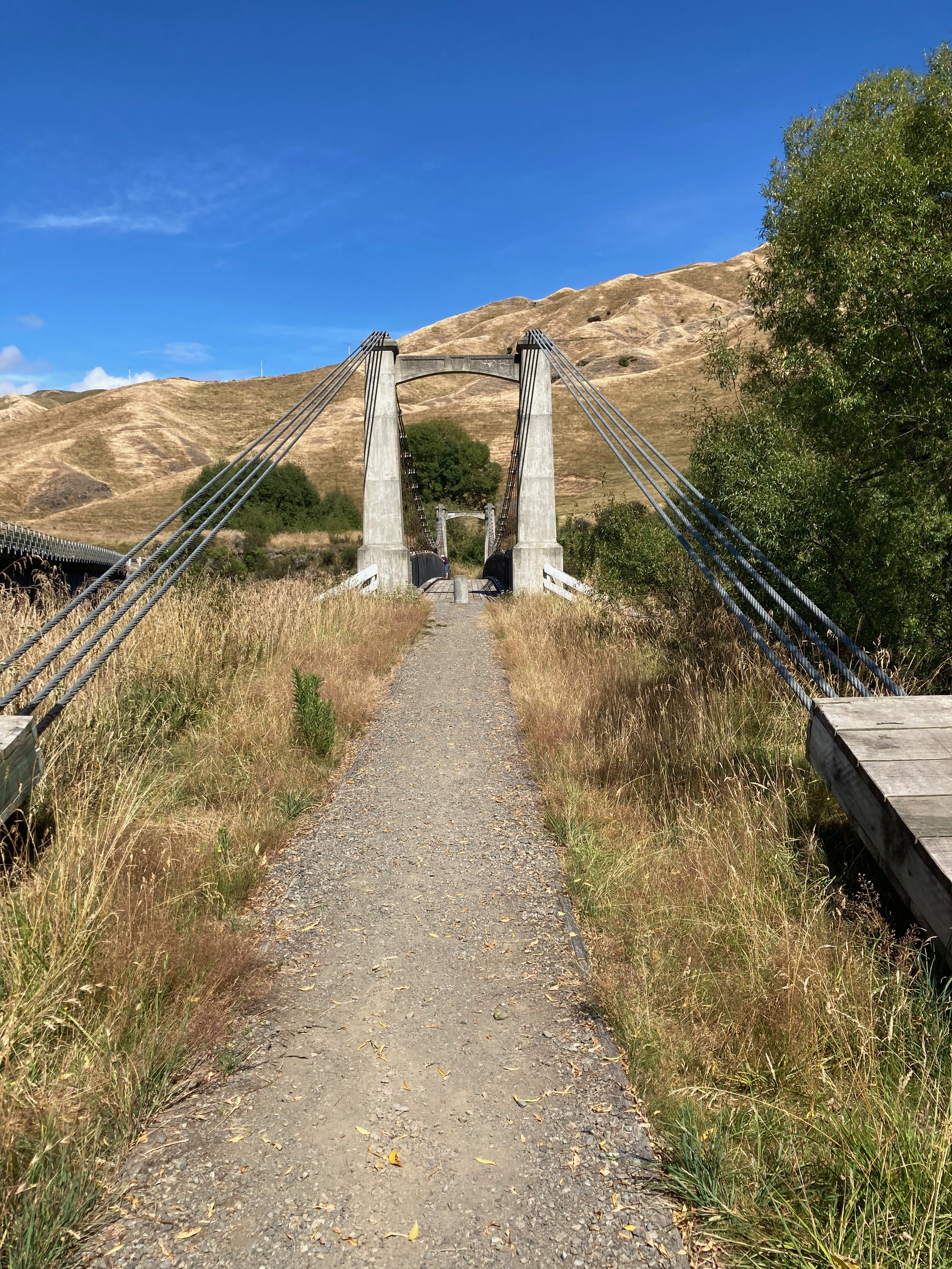 Historic suspension bridge and modern bridge over the Rangitīkei River on the Taihape-Napier Road 