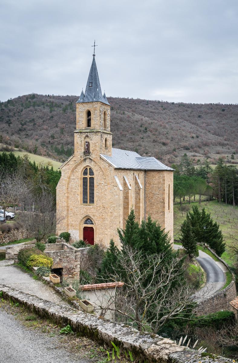 Saint Christopher church in Peyre in commune of Comprégnac, Aveyron, France 