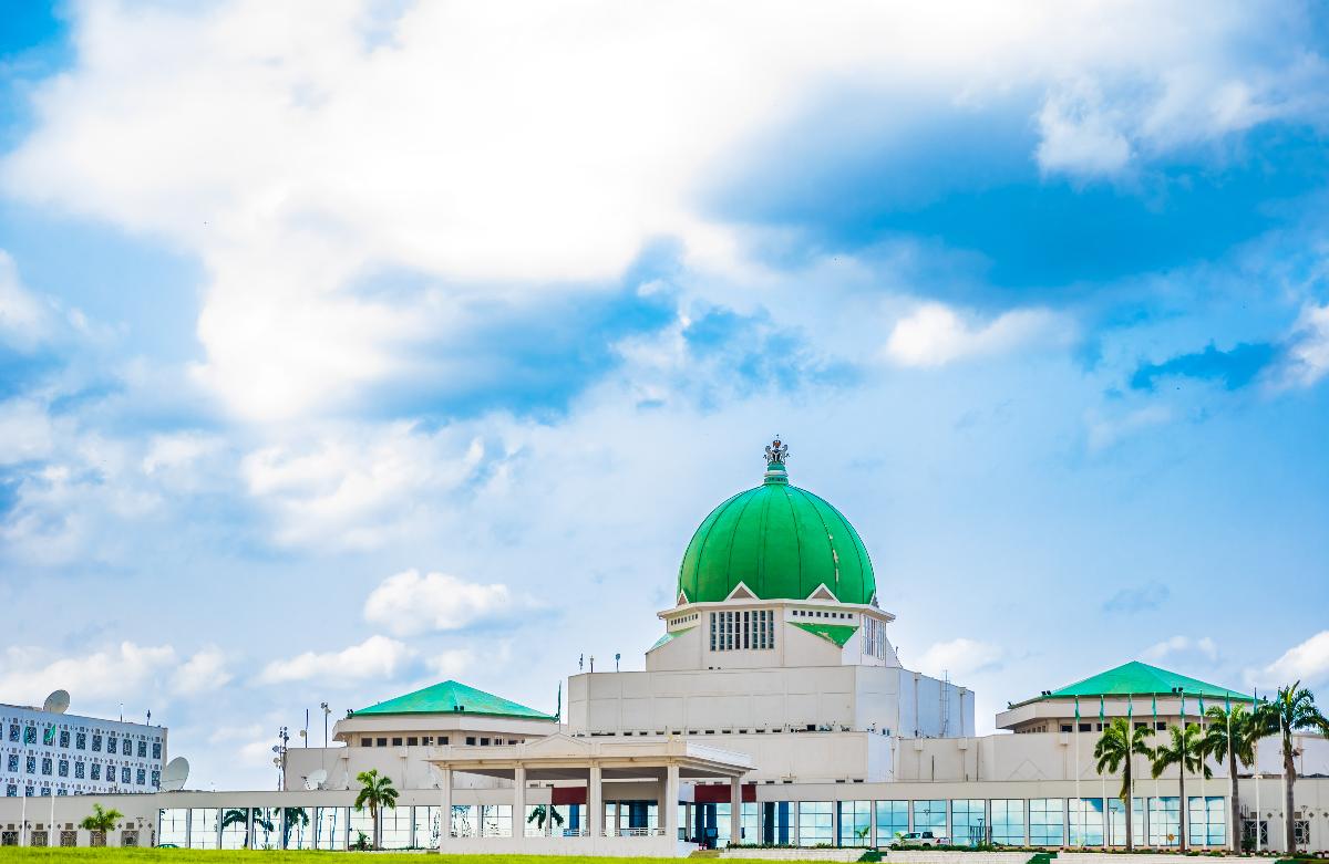 The National Assembly building in Abuja, Nigeria is the highest seat of law making in the country representing the legislative arm of the government 