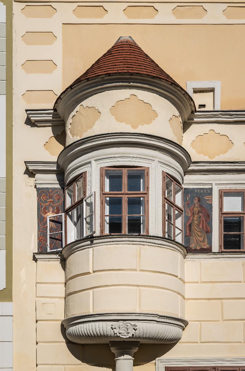 Bay window of the town hall of , Burgenland, Austria 