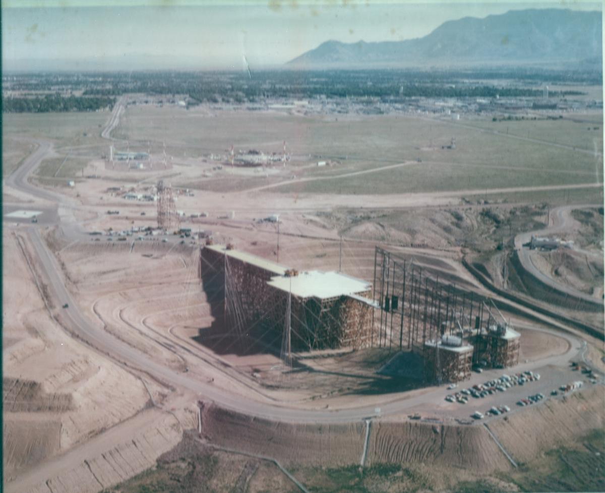 ATLAS-1, TRESTLE facility at Kirtland AFB NM being load tested with TEREX dump trucks. Notice Air Force 1 in background being tested at the neighboring VPD EMP test site.