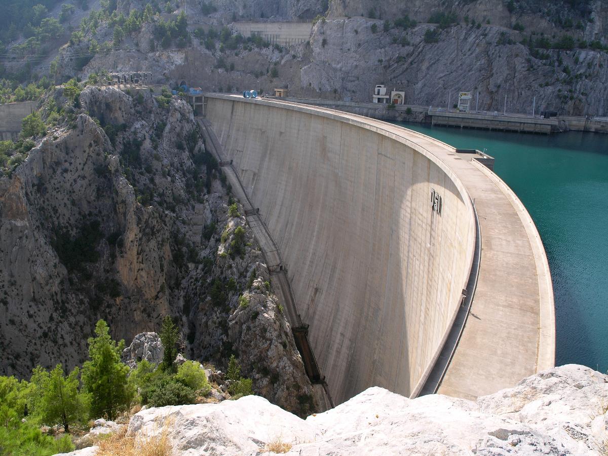 Arch dam on the Manavgat River in Turkey (the upper dam) 