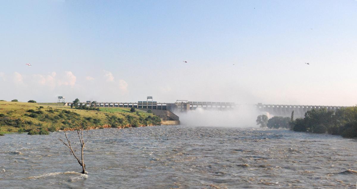 Vaal Dam with 14 Sluice Gates Opened 