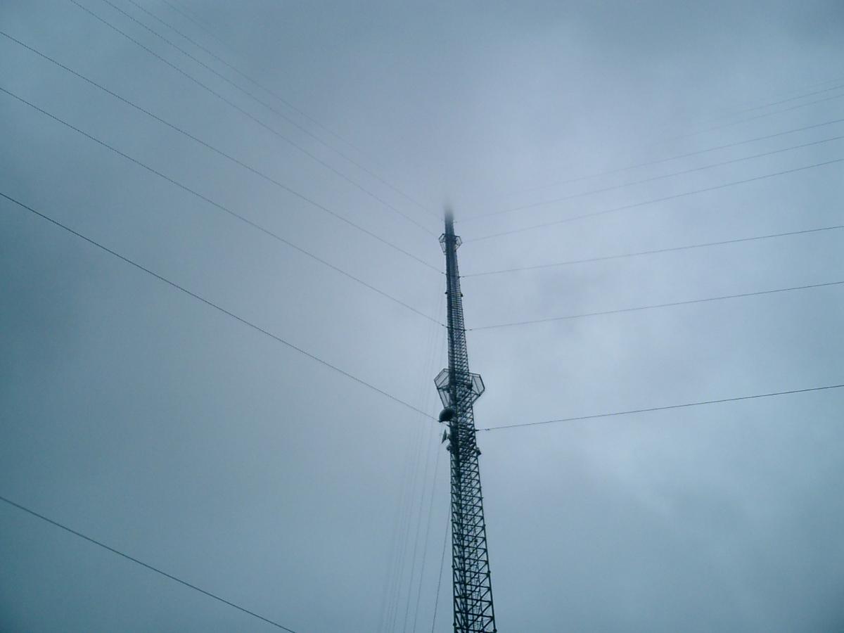 WCTV Tower From 400' to 1100' disappearing into the clouds Manufactured by Kline Iron and Steel stacked in 1987.