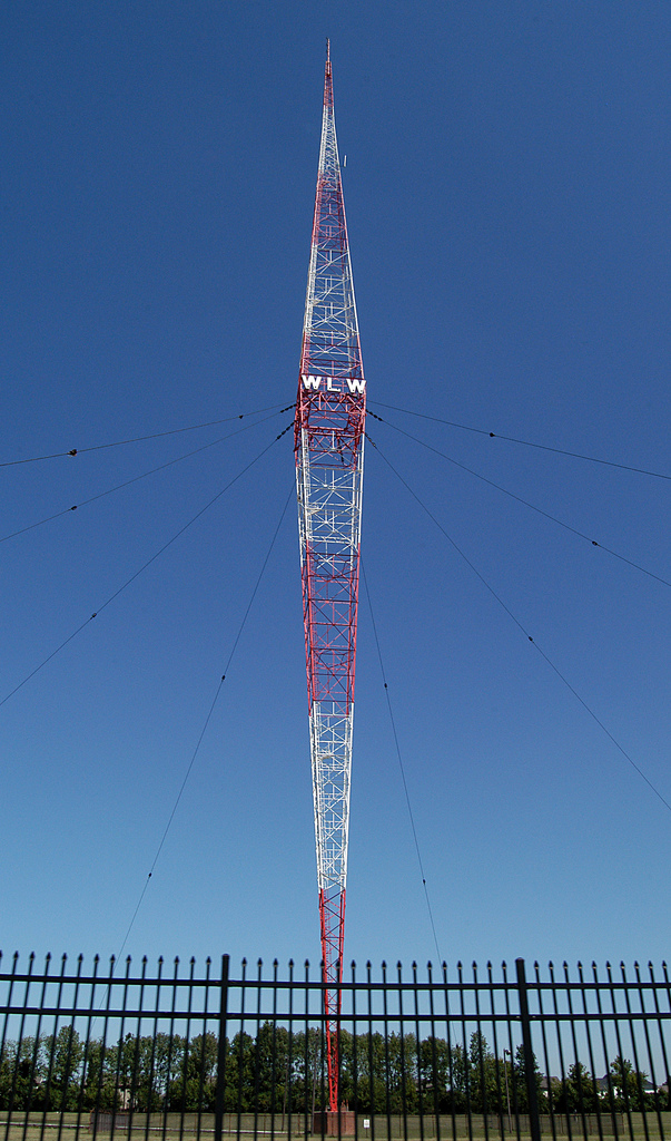 The single Blaw-Knox transmission tower for radio station WLW-AM in Cincinnati, Ohio 