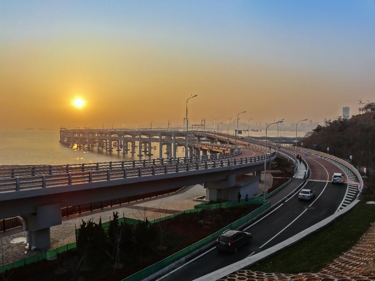 Xinghai Bay Bridge, Dalian, Liaoning, China. 